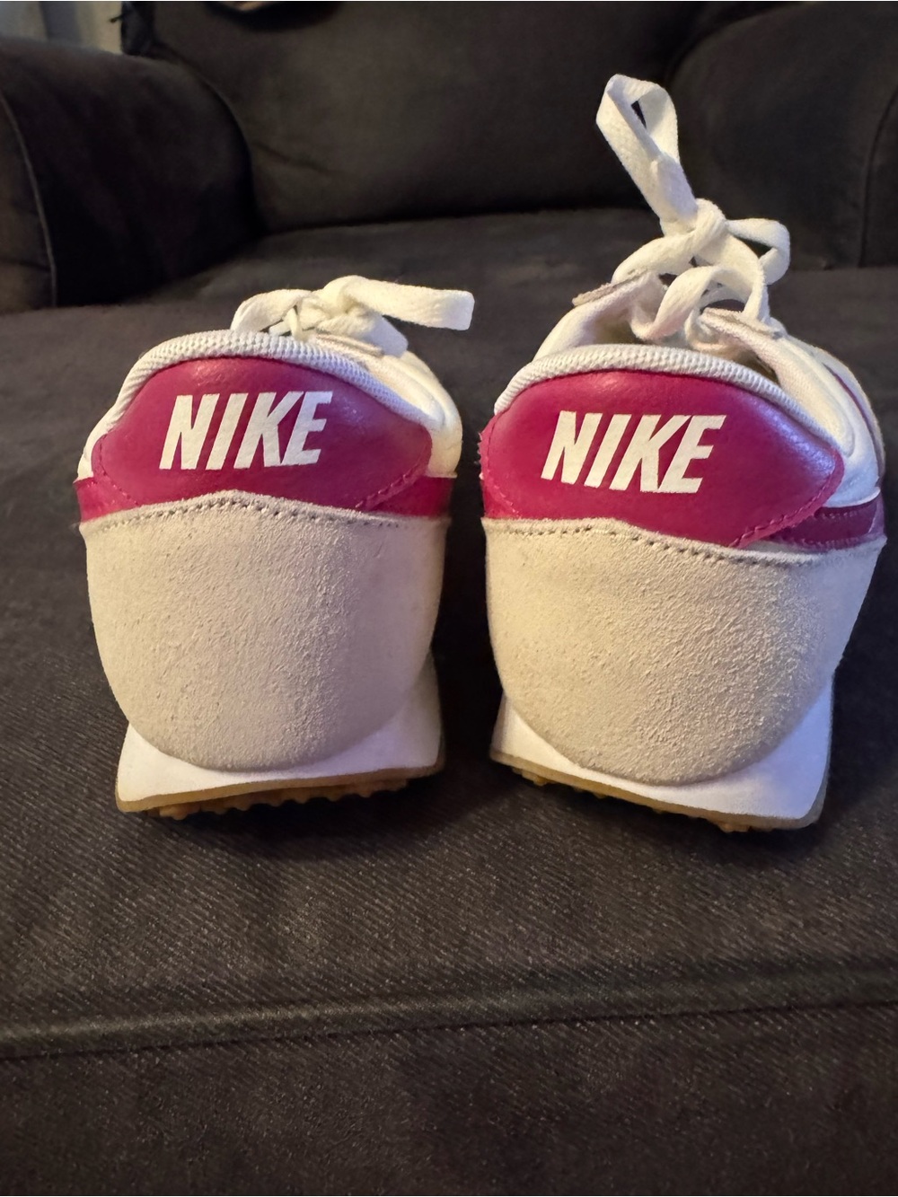 Nike White Sneakers with Pink Swoosh and Accents - Picture 5 of 7